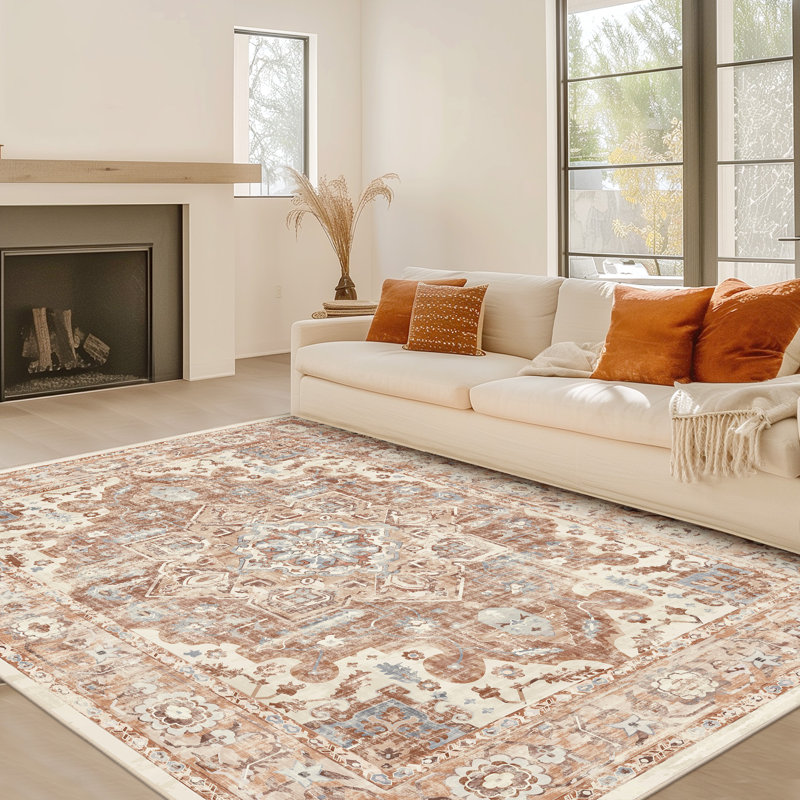 Faux Wool Anti-slip Washable Oriental Area Rug, Rectangle 6' x 9'