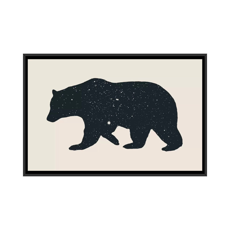 «Bear», impression sur toile tendue, H 32 po x l 48 po x P 1,5 po, Toile avec cadre noir, Pas de tapis