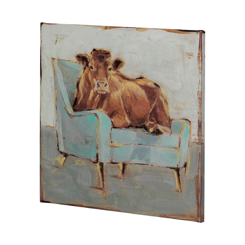 Moo-ving IV by Ethan Harper a Hand Embelished Textured Canvas, 41" H x 41" W x 1.5" D
