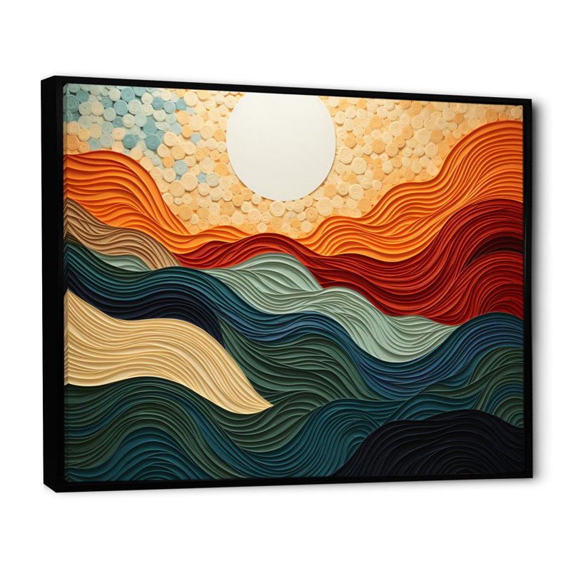 «Desert Sands Abstract», art mural sur toile, H 24 po x l 32 po x P 1 po, Cadre flottant noir