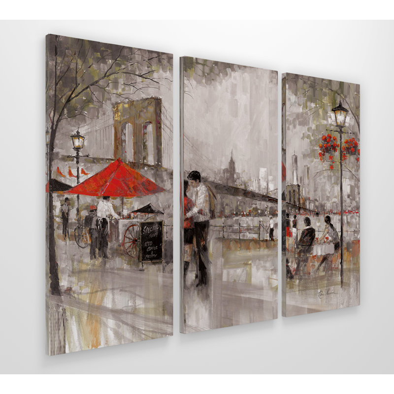 New York Romance - ensemble de 3 reproductions sur toile, H 24 po x l 36 po x P 1,5 po