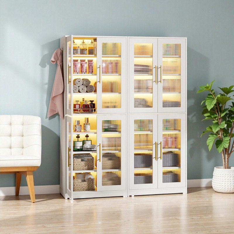 Smartwater Led Bookcase Rack Latitude Run® LED Illuminated Bookcase with Acrylic Doors – 8 ...