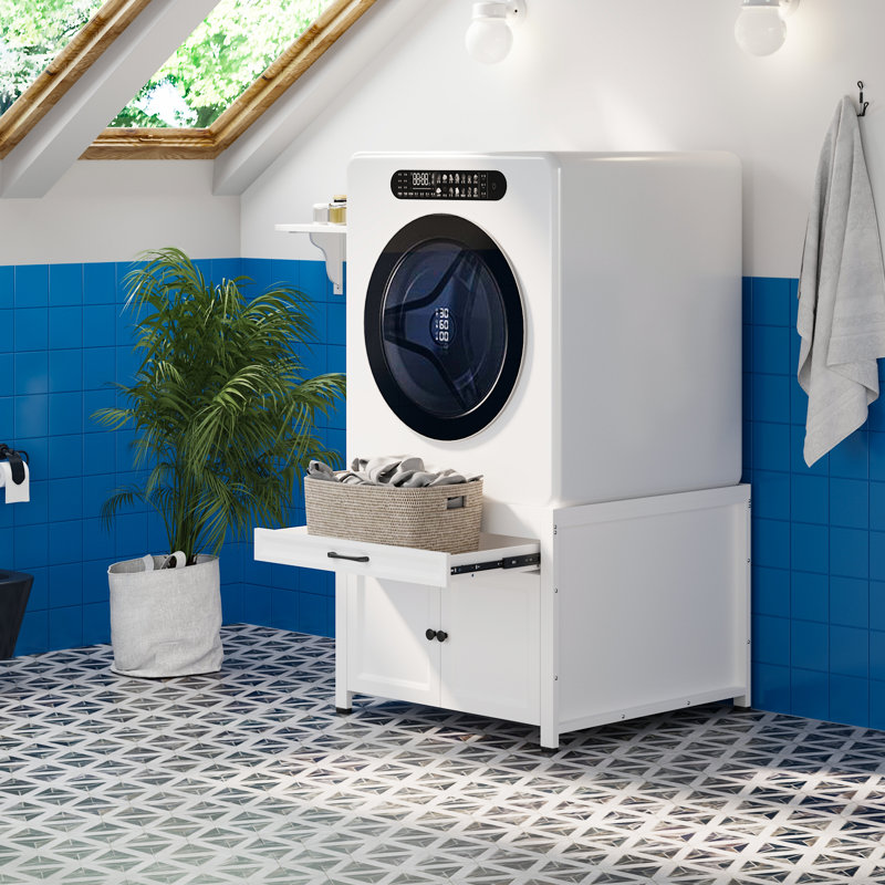 Modern 2-Door Bathroom Storage Cabinet Washer Dryer Laundry Pedestal