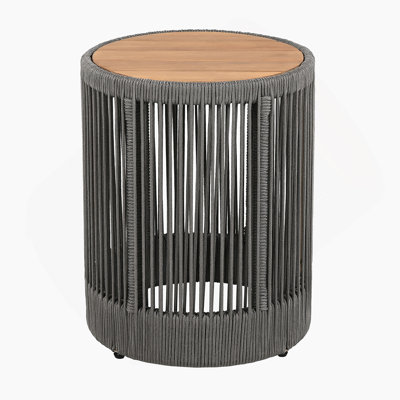 Outdoor Rattan rope & Acacia Wood Side Table - Patio Balcony Furniture for Garden, Yard, Balcony - Weather Resistant(Rope) by Dakota Fields