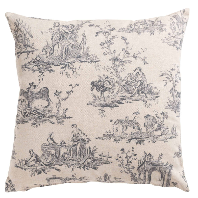 Toile Cushion, 43x43cm, Synthetic filled