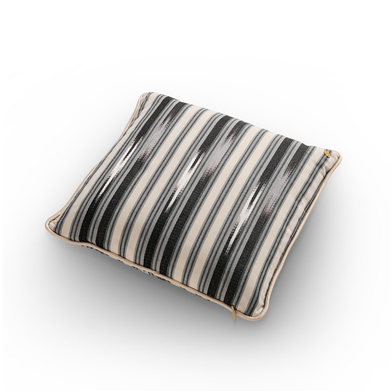 Kutnu Medium Ikat Pattern Pillow, Square 20"H x 20"W, Cream;Black