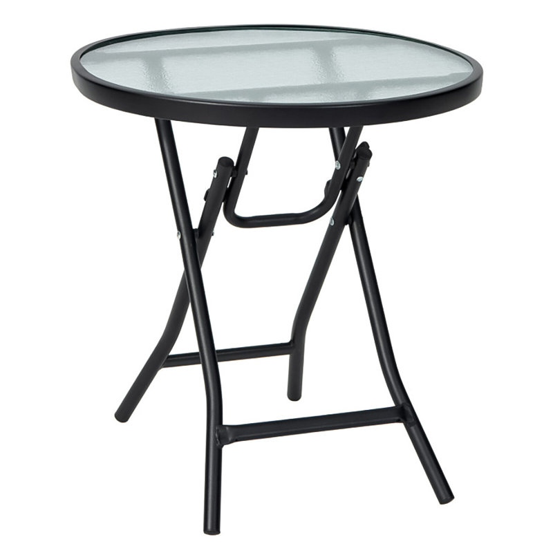 Round Metal Folding Outdoor Side Table , 18'' in. W 18'' in. D