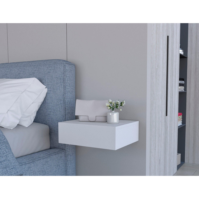 White Wall - Mounted Floating Nightstand: A Blend of Style and Function