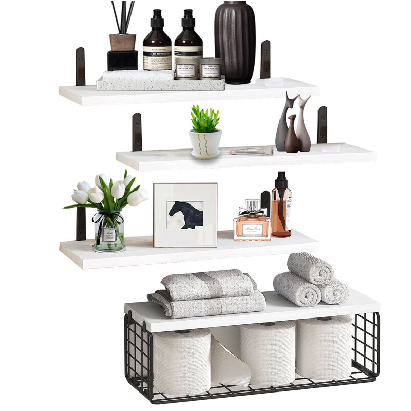 Latachia Paulownia Floating Shelf, White