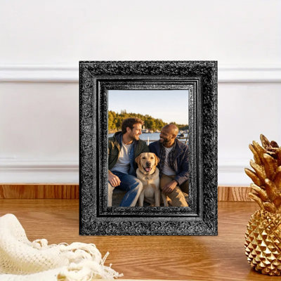 Black 3 PCS 5" x 7" Traditional Picture Frame with Easy Photo Change