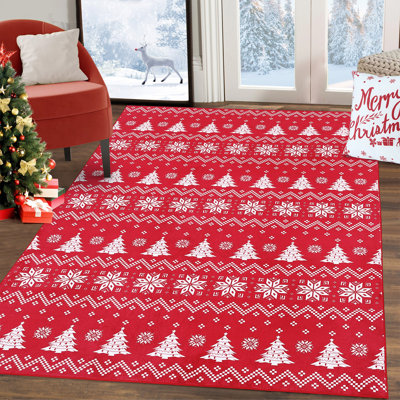 Tapis de Noël pour chambre à coucher Tapis de Noël antidérapant lavable flocon de neige pour arbre de Noël
