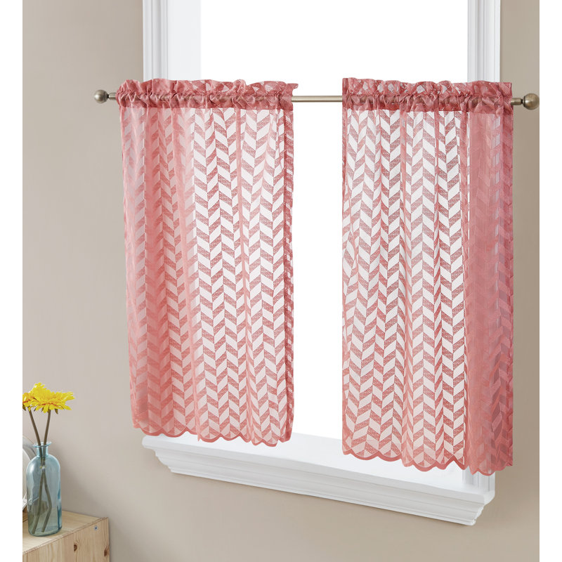Machen Tailored Cafe Curtain, 30" W x 36" L, Blush Pink