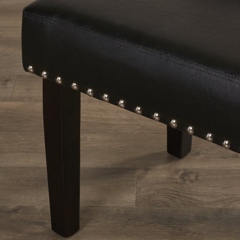 Hambright Faux Leather Upholstered Bench, Black, 27" H x 42" W x 19" D
