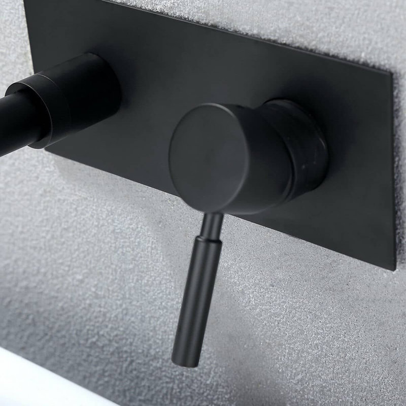 Robinet mural noir mat avec robinet de lavabo de salle de bain moderne