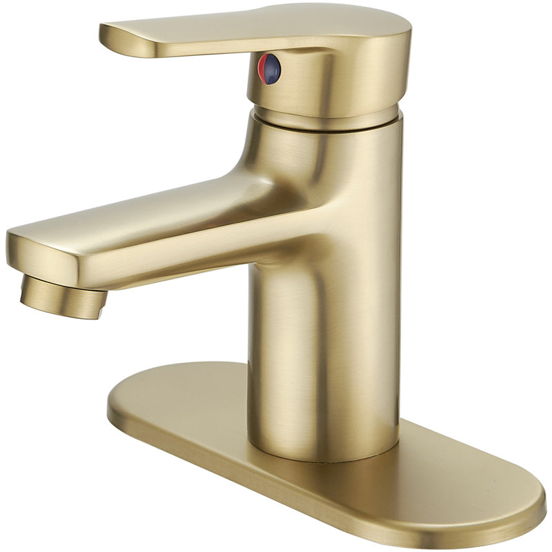 Brushed Gold Single Handle Stainless Steel Bathroom Faucet with Drain