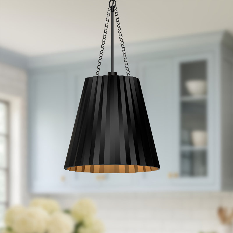 Luminaire suspendu simple 1 lumière Tindra, Noir mat, H 27,25 po x l 16 po x P 16 po