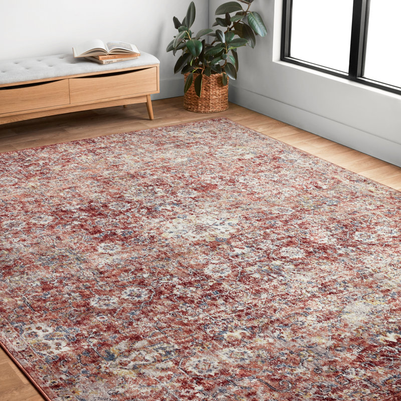 Tapis oriental rouge / ivoire Fiorillo, Rectangle 5 pi 3 po x 7 pi 9 po
