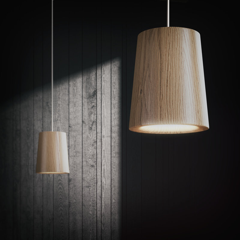 Solid 1 - Light LED Pendant, Black Stained Oak