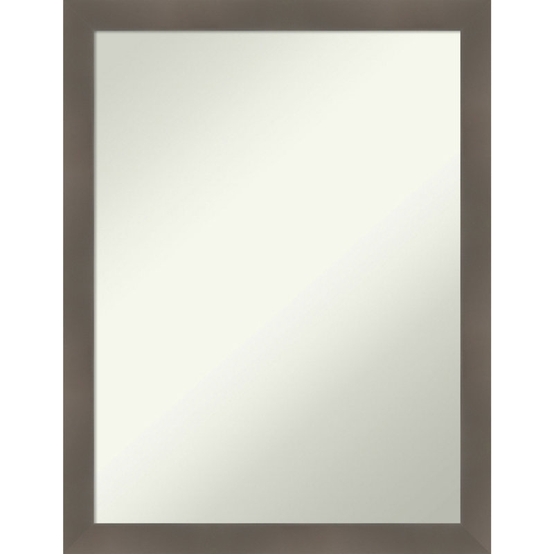 Jerlyn Solid Wood Rectangle Wall Mirror, 26.5" x 20.5", Gray