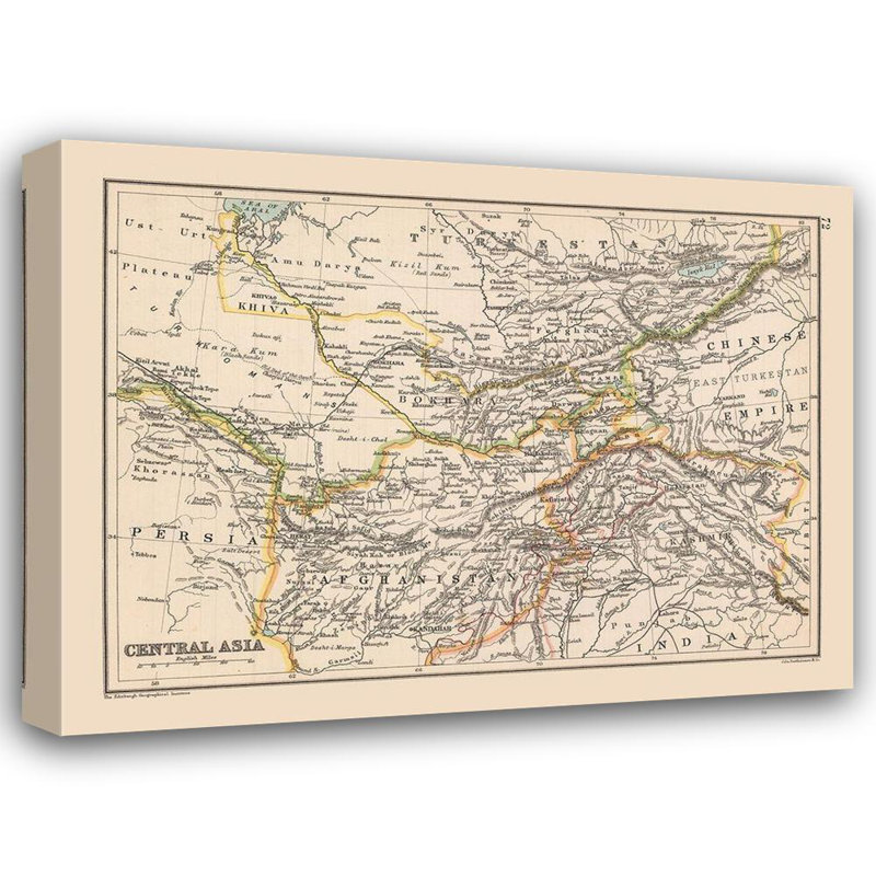 «Lark Manor ™», art de la galerie Bartholomew, «Central Asia, Bartholomew 1892», H 36 po x l 46 po