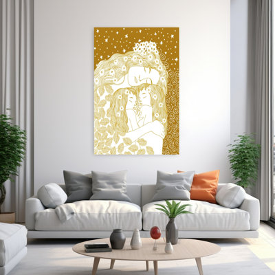 Mother And Girls Abstract Contemporary Wall Art Print 1 Piece Wrapped Canvas Wall Art