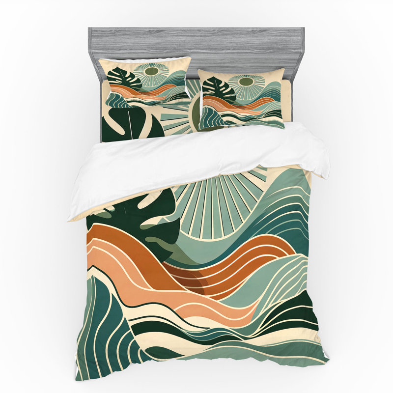 Ensemble de literie Ambesonne Monstera et écume de mer pâle, Housse de couette grand + 3 pièces supplémentair