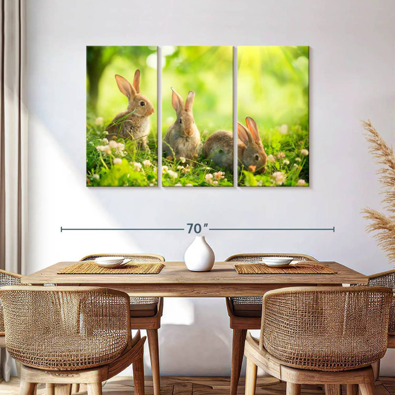 Brampt Rabbits By The Meadow, H 36 po x l 57 po