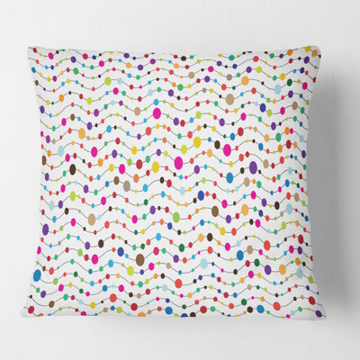 Color Waves of Polka Dots - Mid-Century Modern Printed Throw Pillow