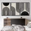 «Spiral Parabolas & Solid Semi Circle Modern Neutral», impression sur toile encadrée sur toile, 3 pièces-1421247154-1421247159