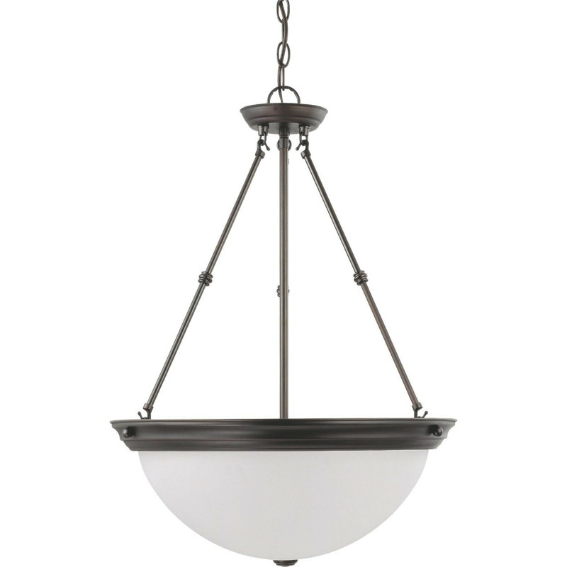 Luminaire suspendu bol unique à 3 lumières Marwan, H 27,75 po x l 20 po x P 20 po