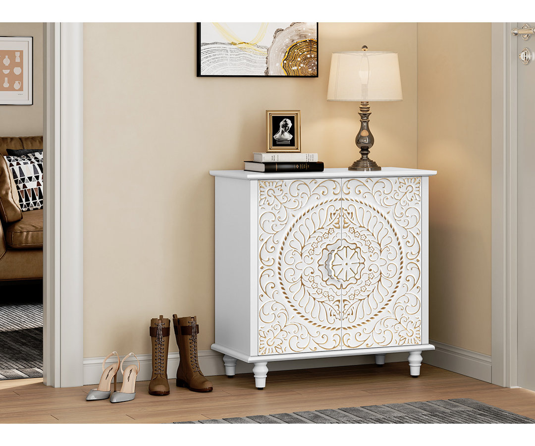 Jozhiel 31.7" Wide Decorative Accent Storage Cabinet with 2 Doors House of Hampton® 