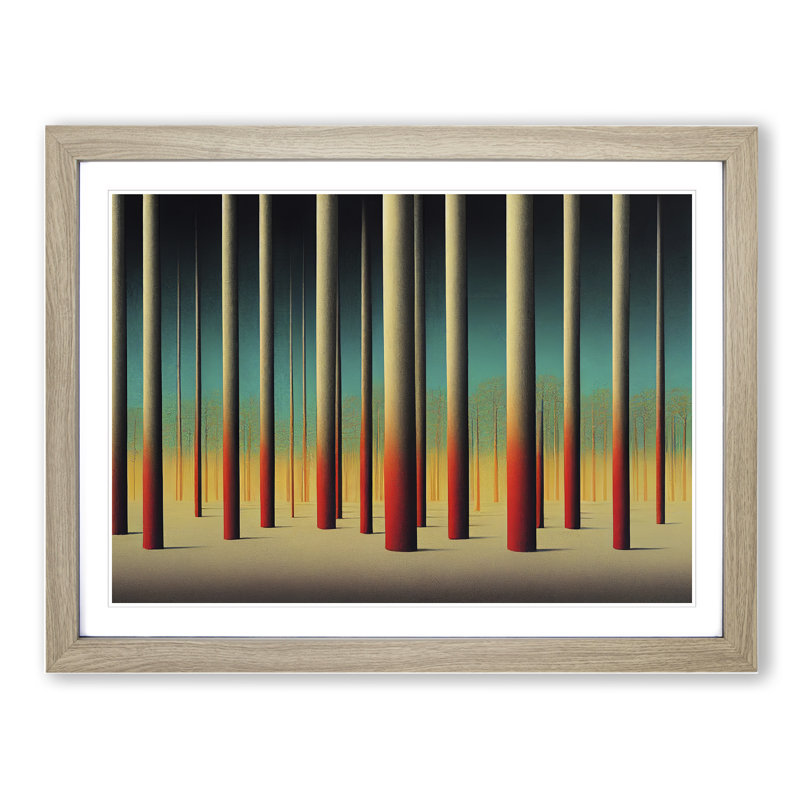 Astounding Abstract Forest - Single Picture Frame Print, 46cm H x 64cm W x 2cm D, Oak Framed