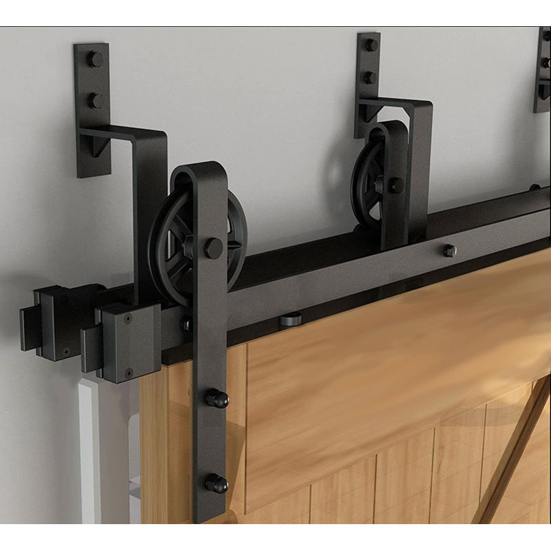 ATT-MM-20DO-L/*Rustic Spoke Double Track Bypass Sliding Door Hardware Kit 6FT (2 1830Mm Track), 96 in.