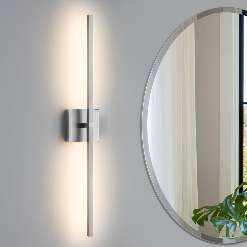 Éclairage pour salle de bain 30 lumières rotatives à intensité variable 2 lumières DEL Jaiman, Nickel brossé