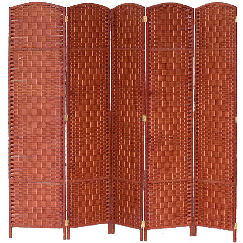 Paravent pliant en bambou de 71 po de hauteur avec garniture en bambou, 5, Miel, H 71 po x l 87 po x P 1 po