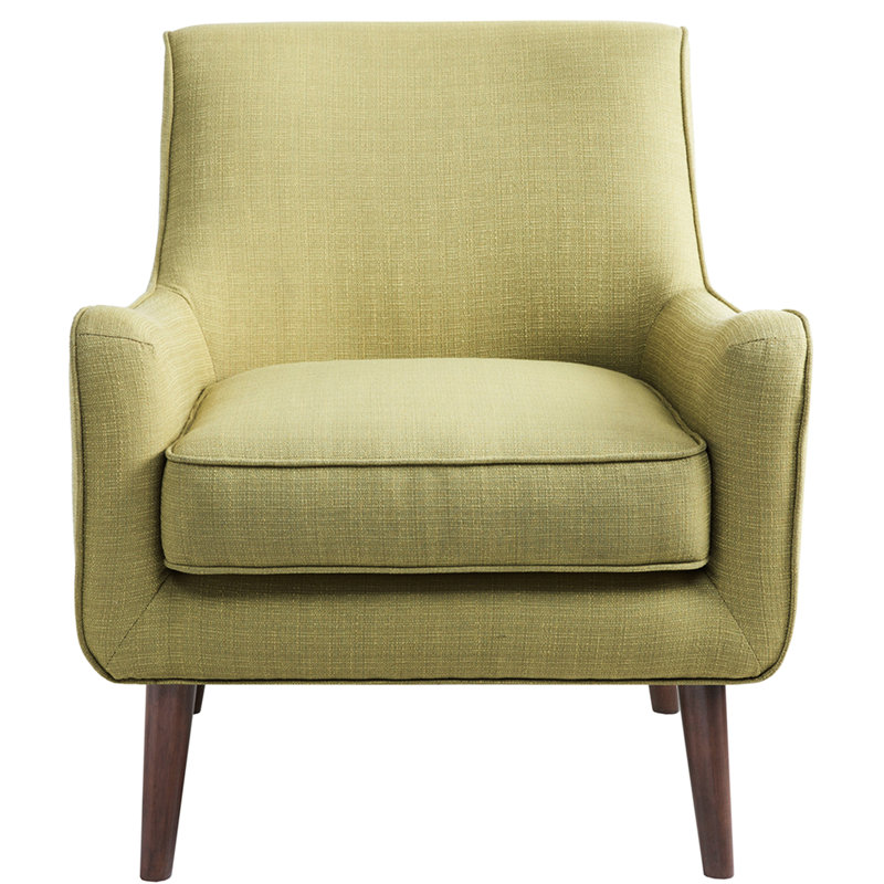Chaise d'appoint de style Mid-Century, dossier serré, coussin de siège amovible, pieds en bois massif foncé, mousse haute densité pour un soutien, une finition et un confort de rembourrage