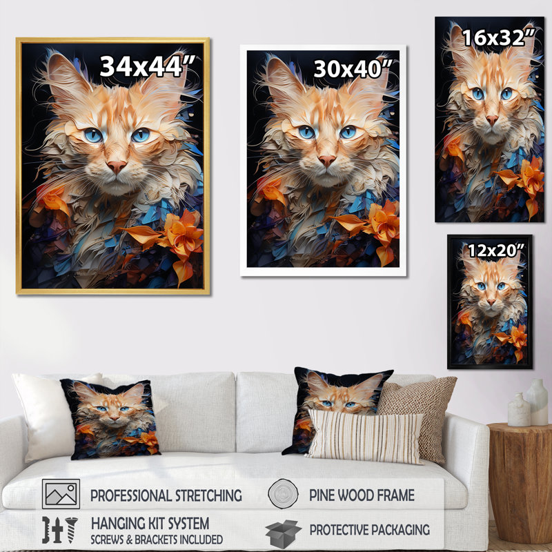 «Ragamuffin Radiance Cat Collage», art mural sur toile, H 32 po x l 24 po x P 1 po, Toile tendue