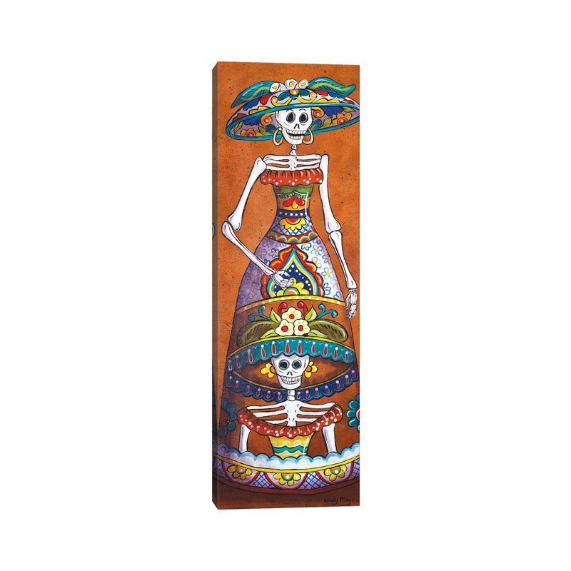 Talavera Catrina by Candy Mayer - Panoramic Painting on Canvas, 91.44cm H x 20.32cm W x 3.81cm D, Wrapped Canvas