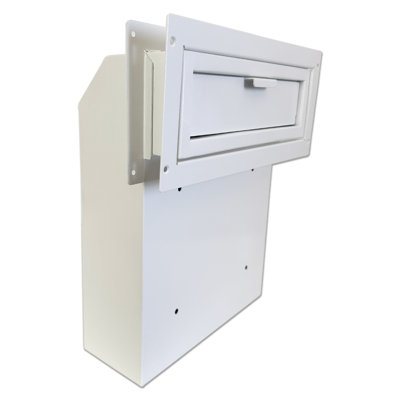 Boîte de dépôt de courrier Plugsharge par la porte - Boîte de dépôt de paiement en acier de 1,5 mm - Boîte aux lettres à l'épreuve du vol - Boîte de dépôt verrouillable pour clé de nuit, dépôt, argent comptant et loyer, gris clair