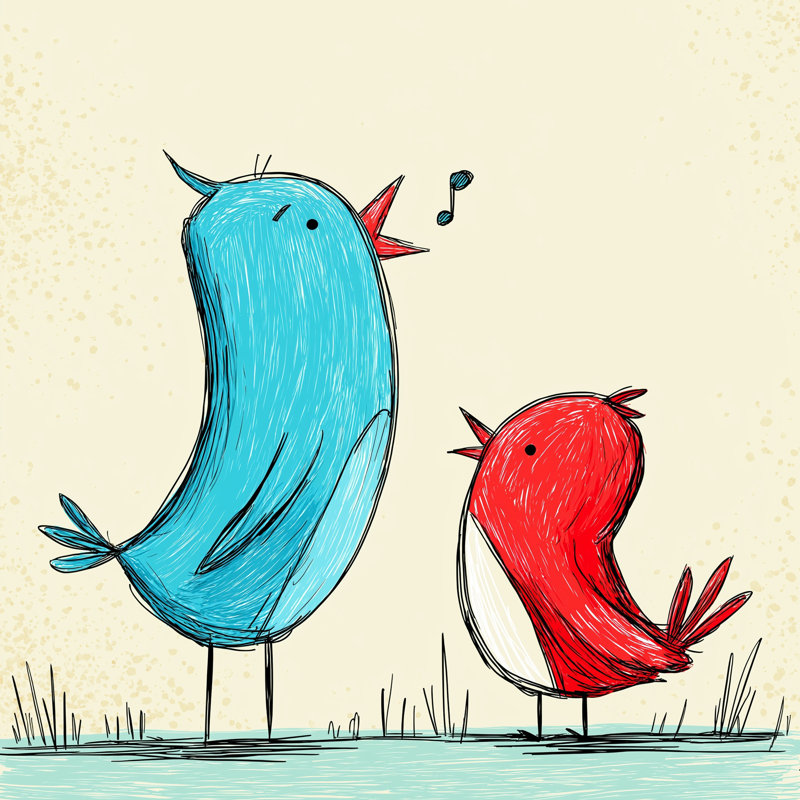 Chirpe Companions - Singing Bird Duo, art mural, H 40 po x l 40 po