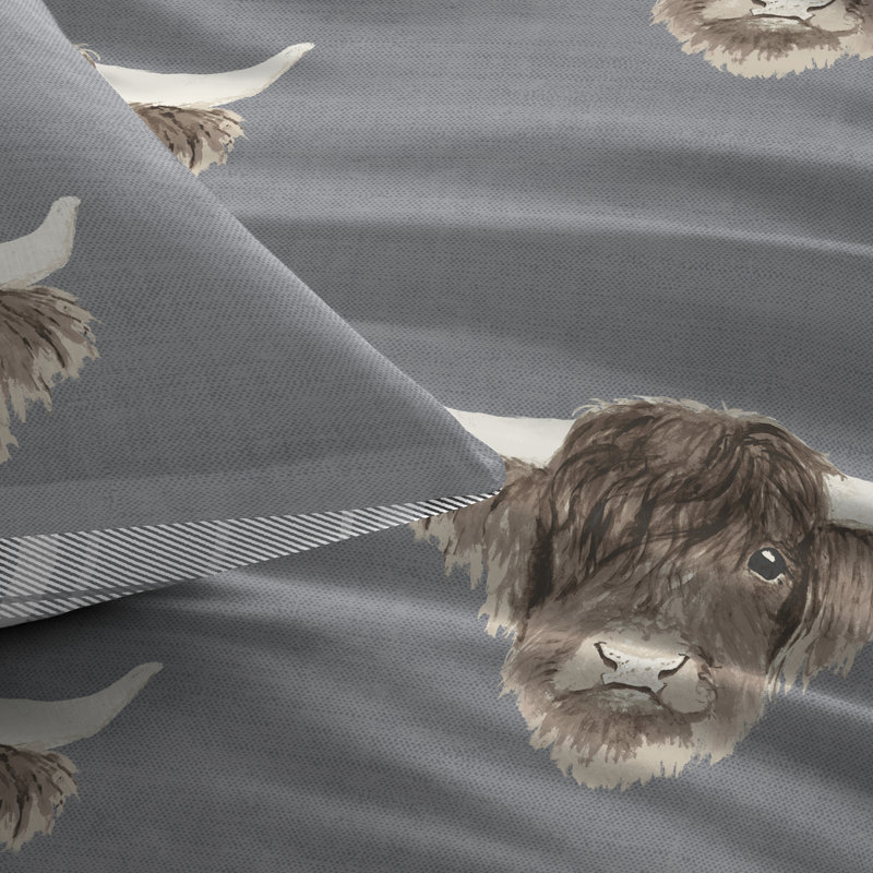 Polyester Animal Print Duvet Cover Set with Pillowcases, Grey, Single - 1 Standard Pillowcase