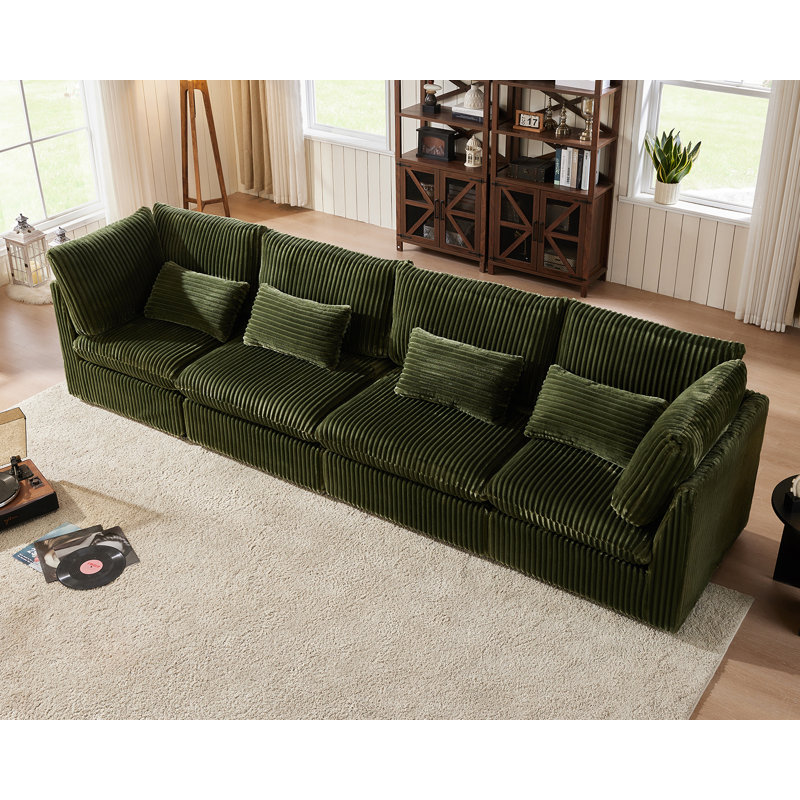 Canapé modulaire surdimensionné en velours côtelé 4 places, Vert