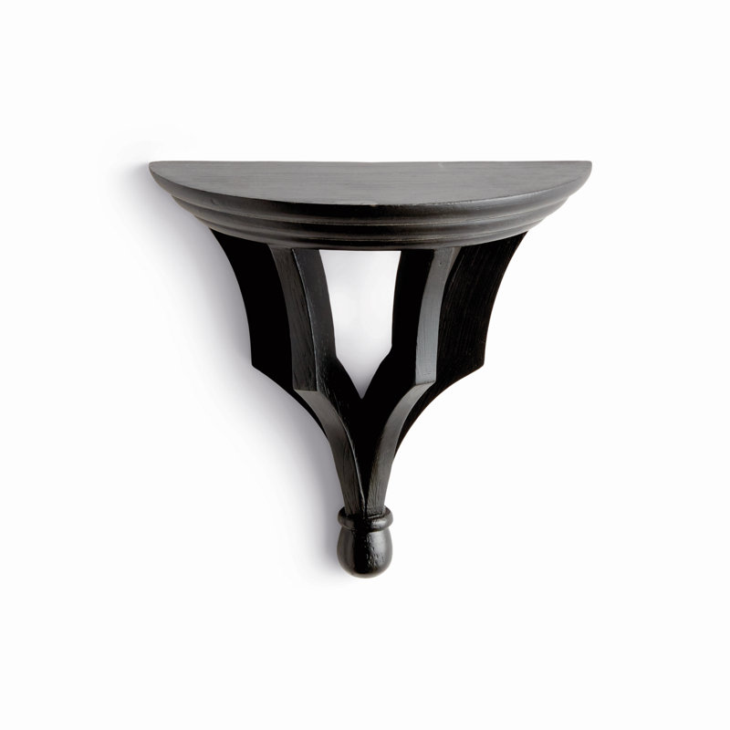 Gianinna Half-circle Mango Bracket Shelf, Black, 7" H x 7.75" W x 3.75" D