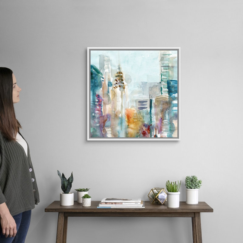 Spectrum NYC - Peinture sur toile, Cadre flottant blanc, H 25,7 po x l 25,7 po x P 1,75 po