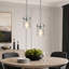 Grand luminaire suspendu pour îlot de cuisine 1 lumière avec abat-jour en verre martelé transparent Levona (ensemble de 2)-605246606