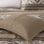 Ensemble de couette 5 pièces en polyester brodé et imprimé à rayures et chevrons brun, format King/Cal King-136113807