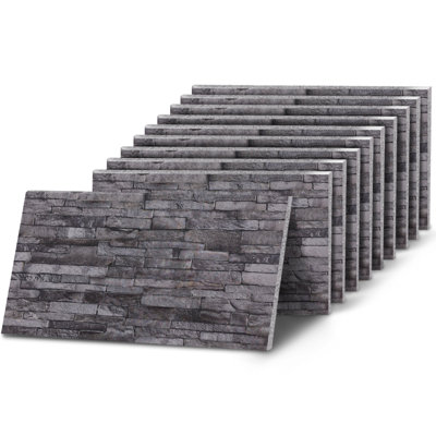Panneau mural effet pierre gris anthracite - boîte de 10