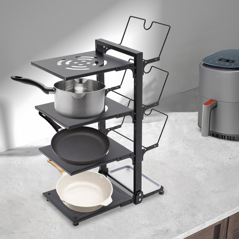 Rangement de casseroles et comptoirs 4 niveaux, Noir