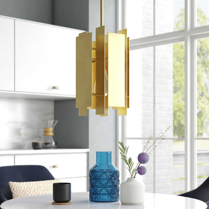 Luminaire suspendu rectangulaire à 1 lumière Varick, Laiton satiné