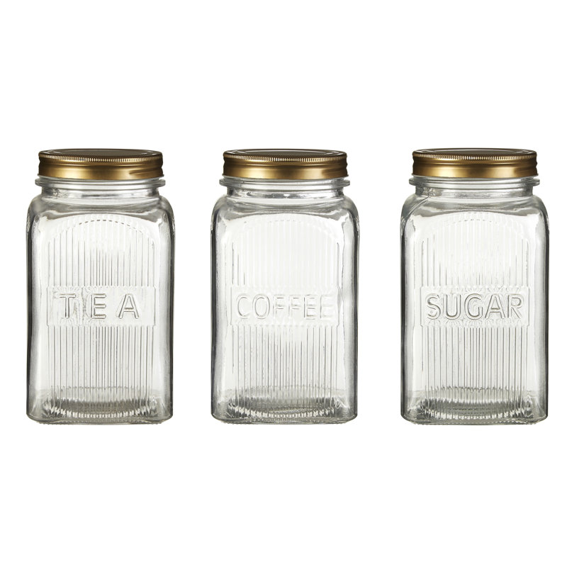 Glass Jar - Set of 3, Gold